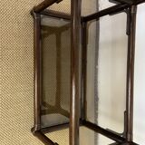 Rattan and smoked glass bookcase shelf