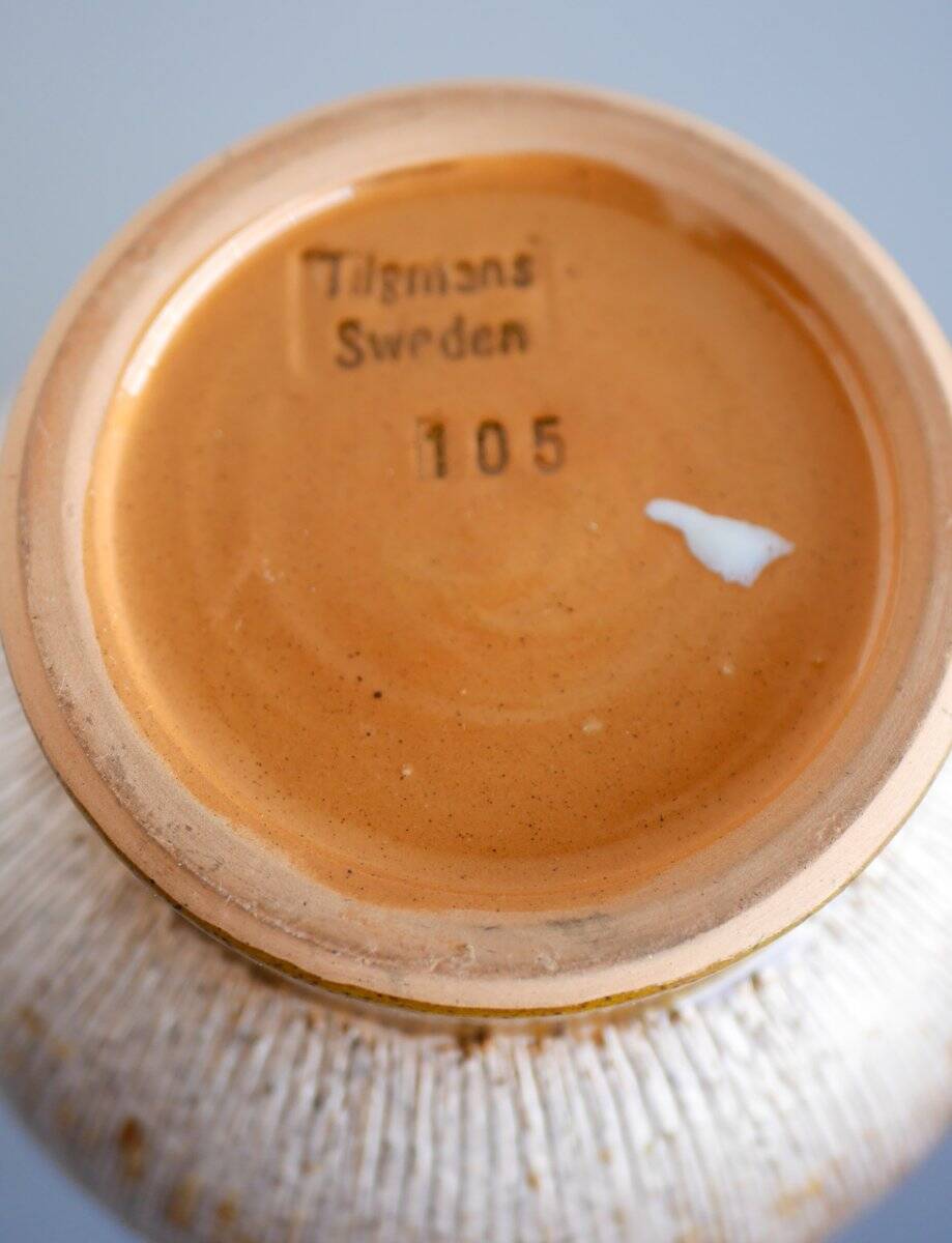 Mid-century Scandinavian modern art pottery vase in ceramic from Tilgmans, Sweden