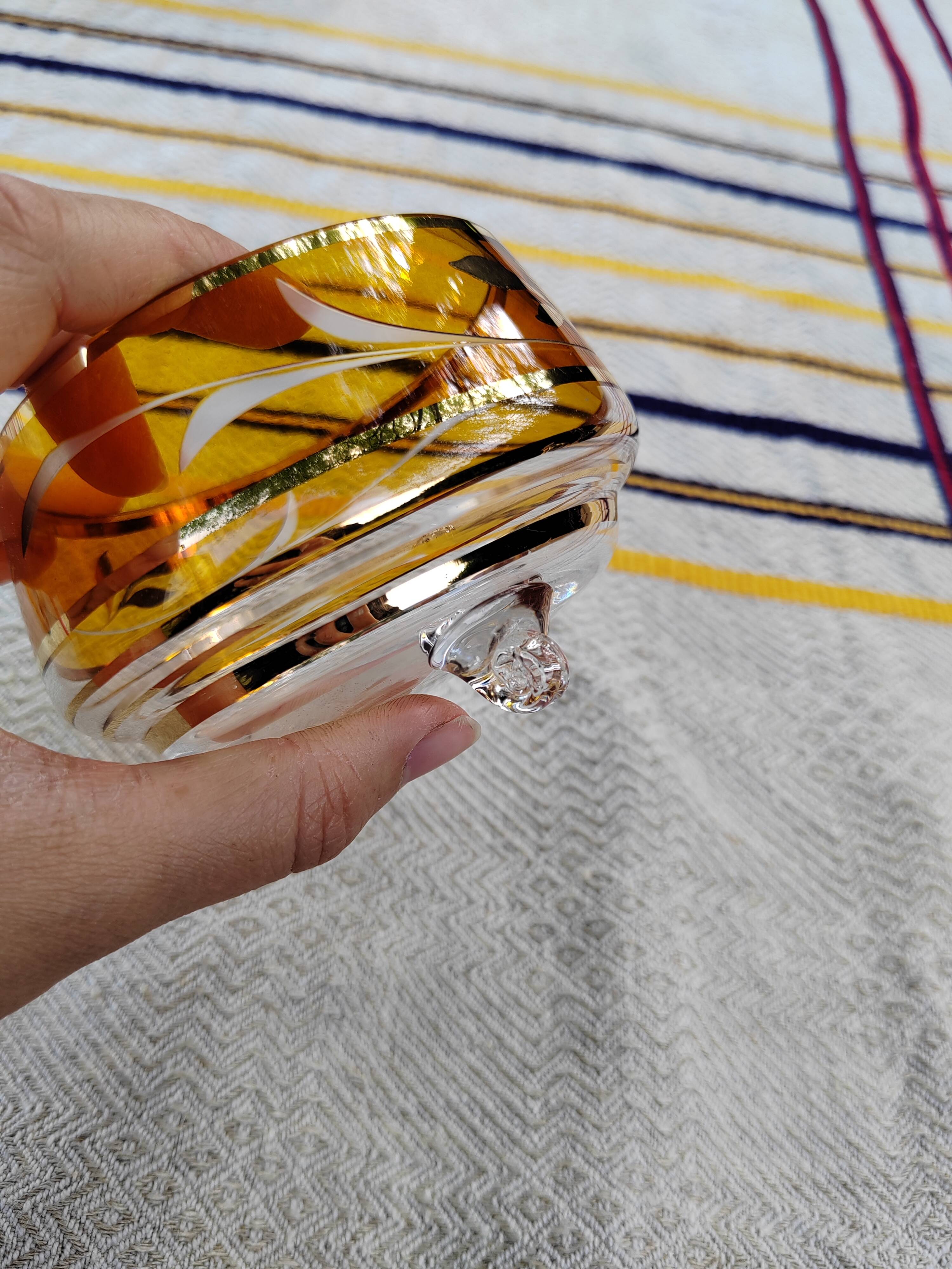 Pair of crystal stemmed bowls