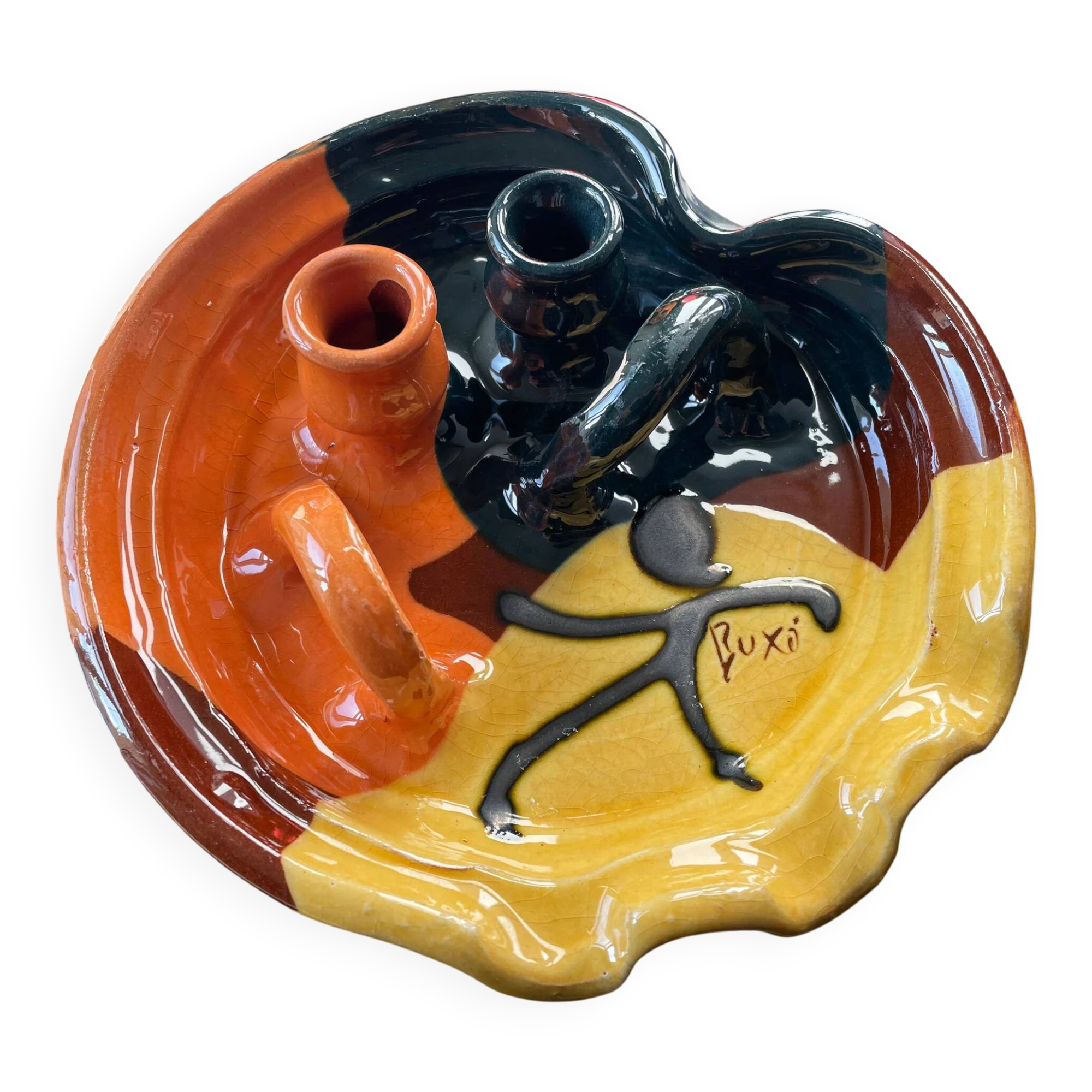 Thomas Buxo multifunctional ceramic candlestick ashtray olive dish