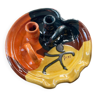 Thomas Buxo multifunctional ceramic candlestick ashtray olive dish