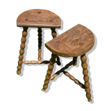 Set of 2 tripod stools-50s feet