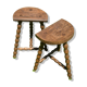 Set of 2 tripod stools-50s feet