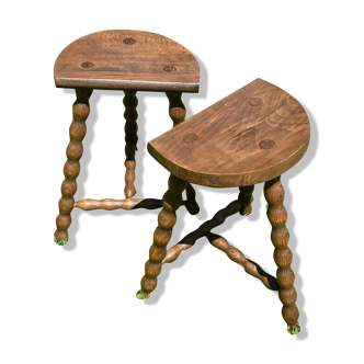 Set of 2 tripod stools-50s feet