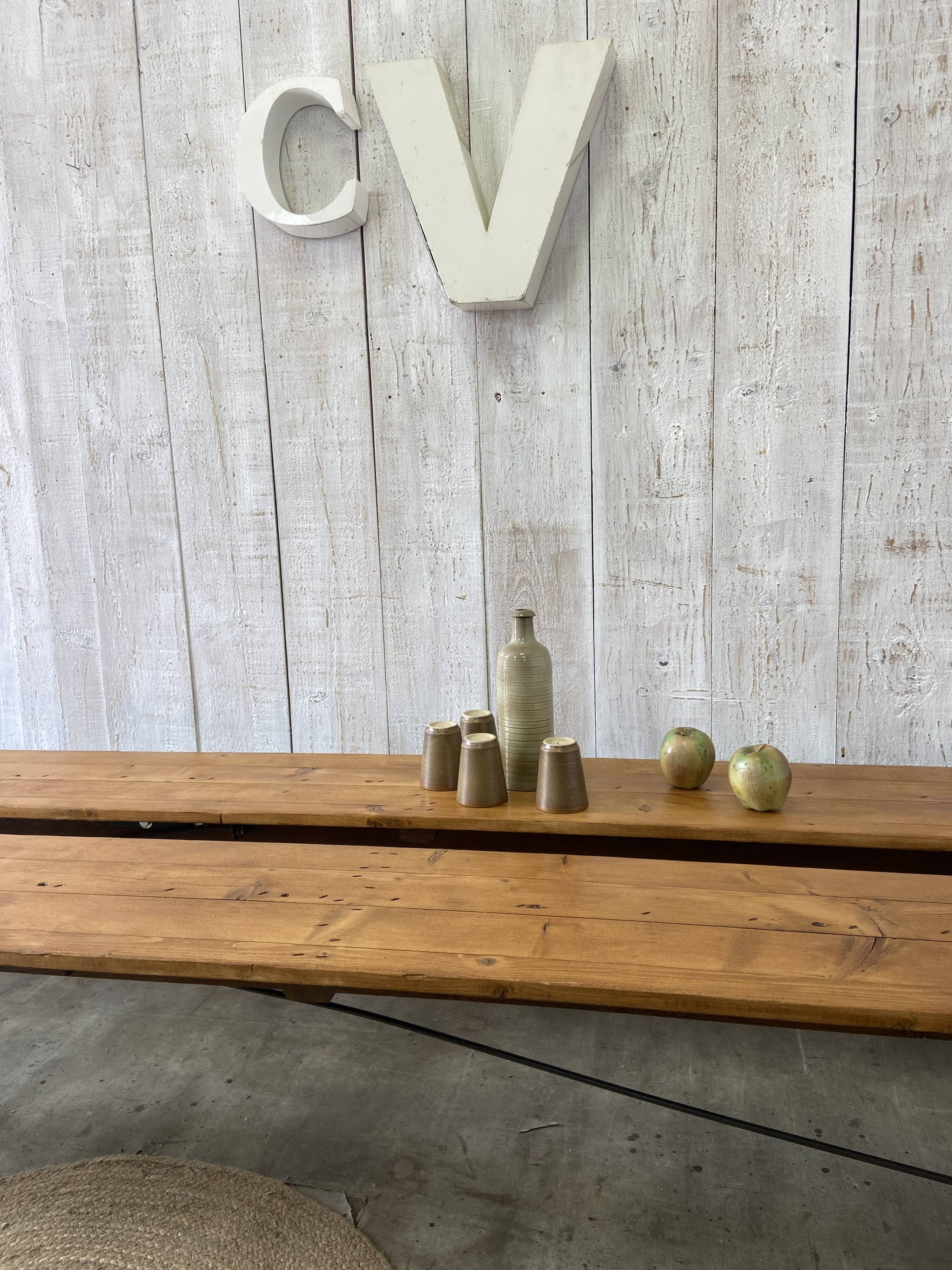 Pair of antique farm benches