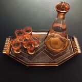 Service à liqueur Art Deco rose