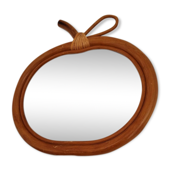 Vintage apple rattan mirror 32x32cm