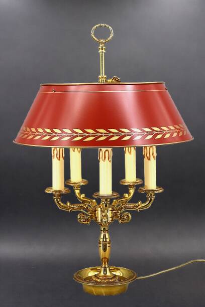 Bronze Bouillotte Lamp in Solid Empire Style Five Lights * Lucien Ga