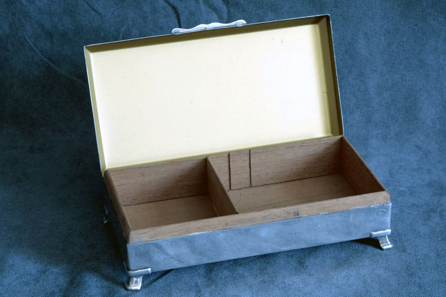 English silver metal card box