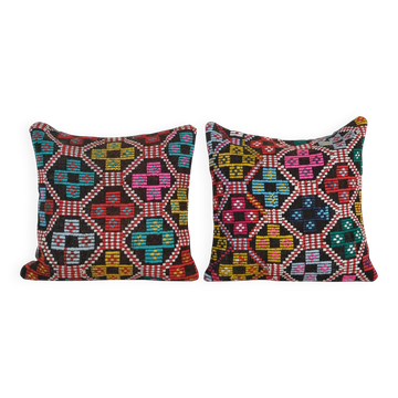 Set of 2 vintage kilim cushion covers 48x51 cm