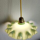 Vintage 1950s mini green opaline portable lamp