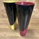 Pair of vases 70s, vintage black, yellow, red, deco pop, space age