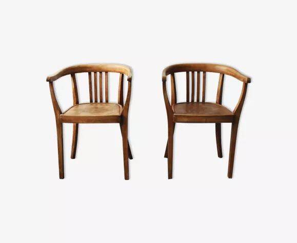 Pair of light oak armchairs, Germany, 1960