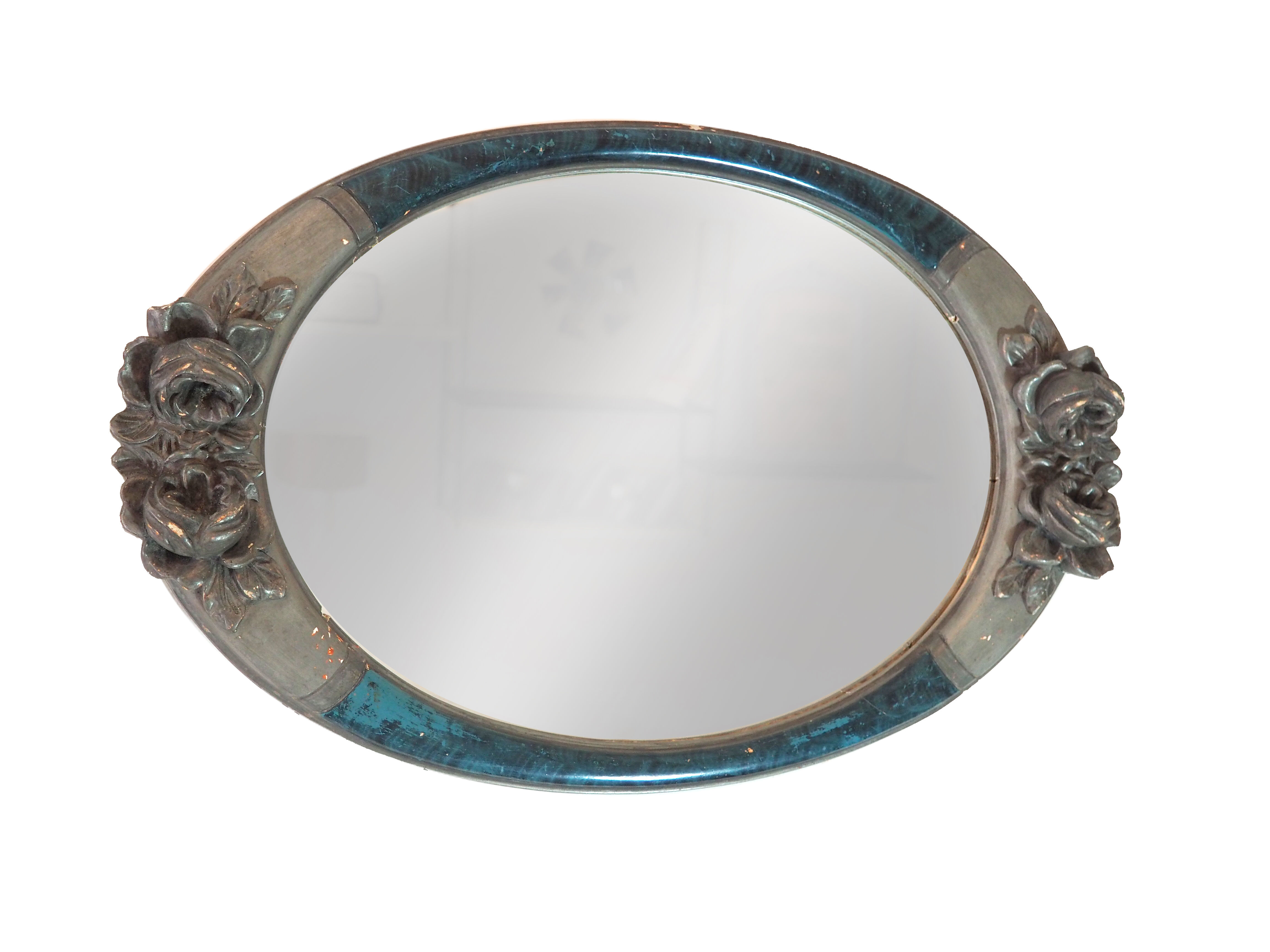 Mirror with rose relief decor