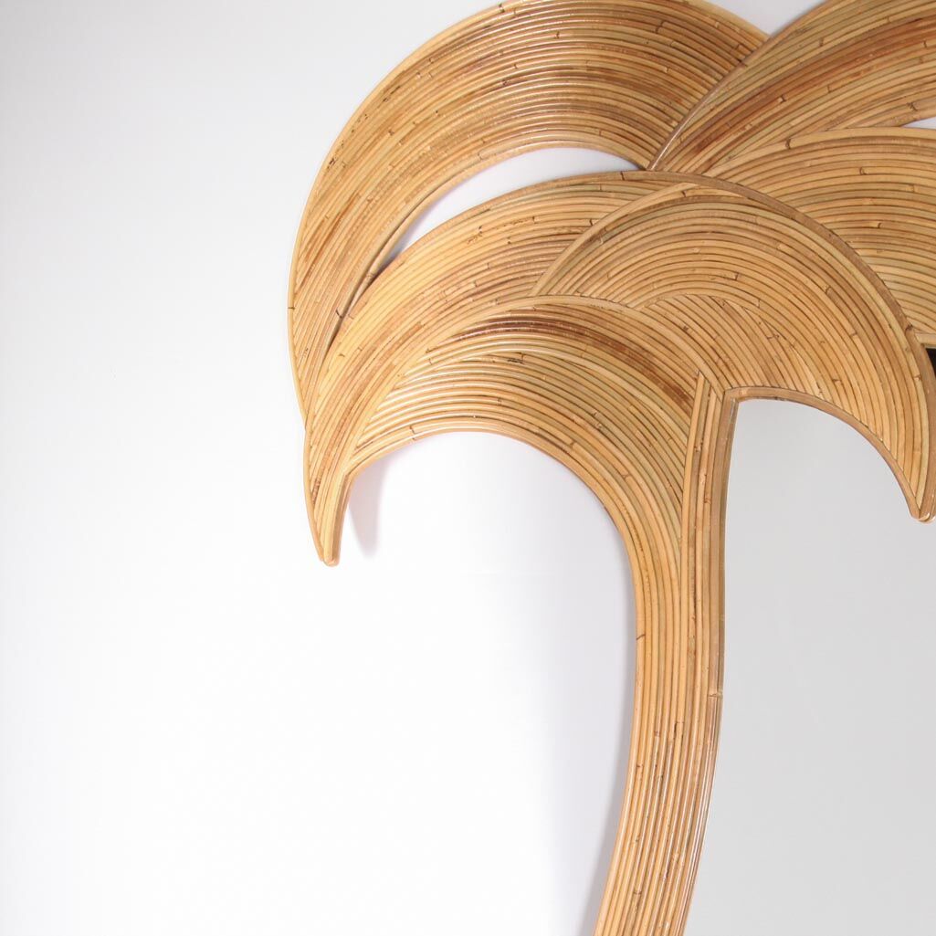 Double rattan palm mirror