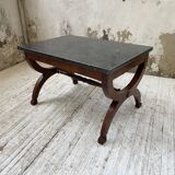 Empire style marble and mahogany coffee table