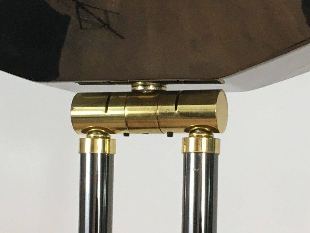 Floor lamp with gunmetal patina and brass