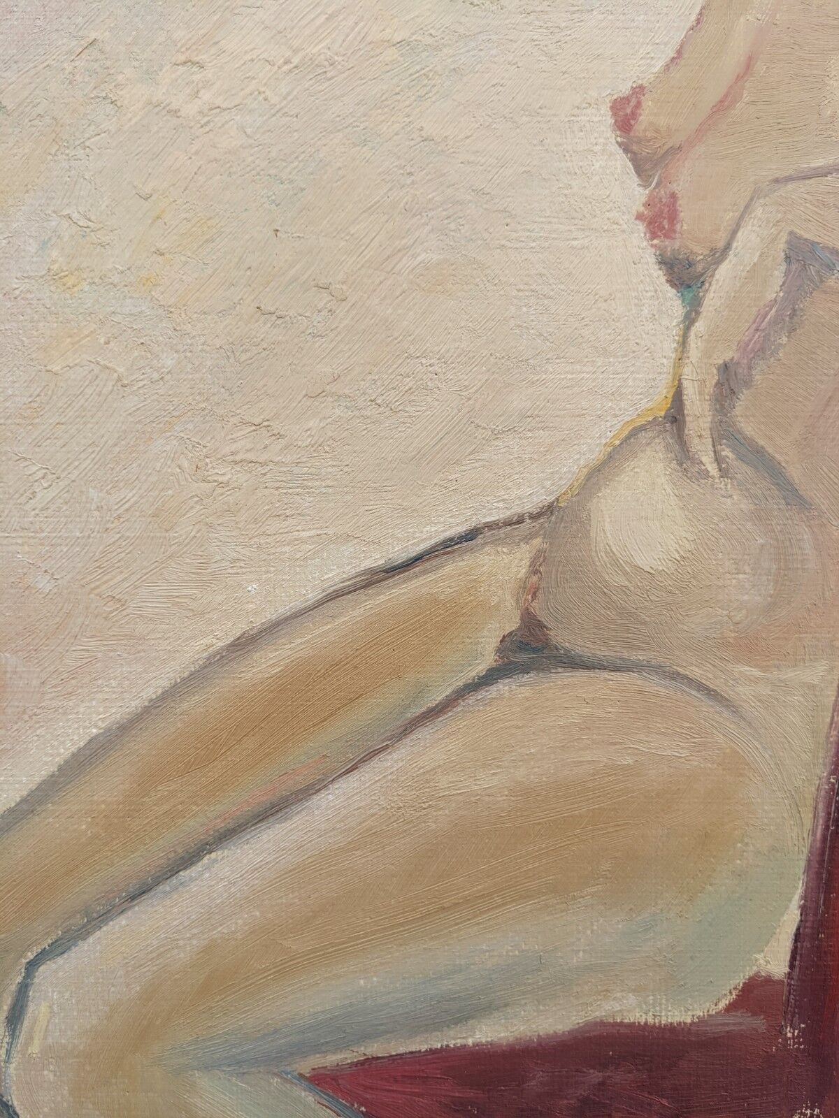 1949 Mid-Century Modern "Gaze Away" Swedish Nude Portrait Oil Painting, Framed