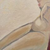 1949 Mid-Century Modern "Gaze Away" Swedish Nude Portrait Oil Painting, Framed