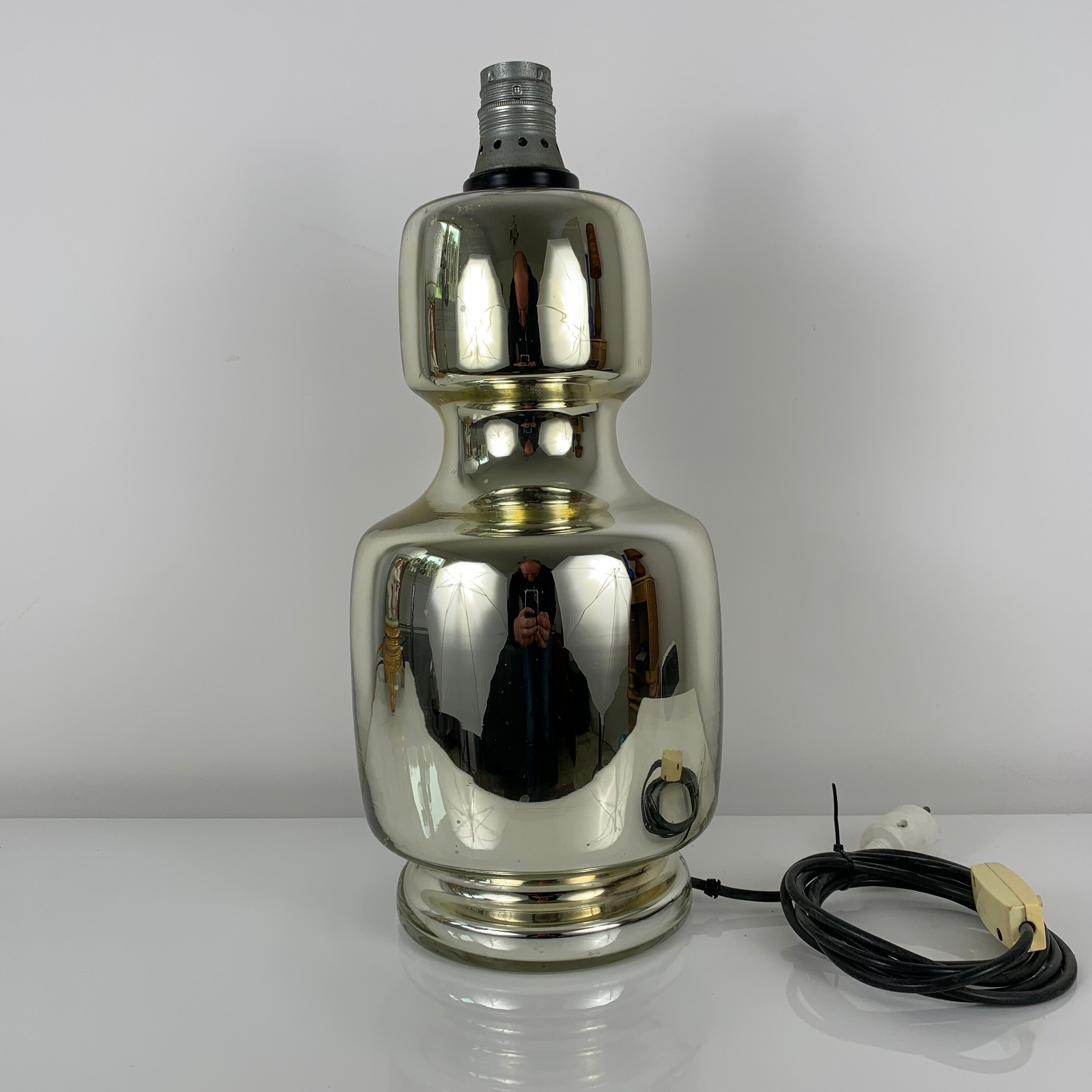 Eglomisé glass lamp foot