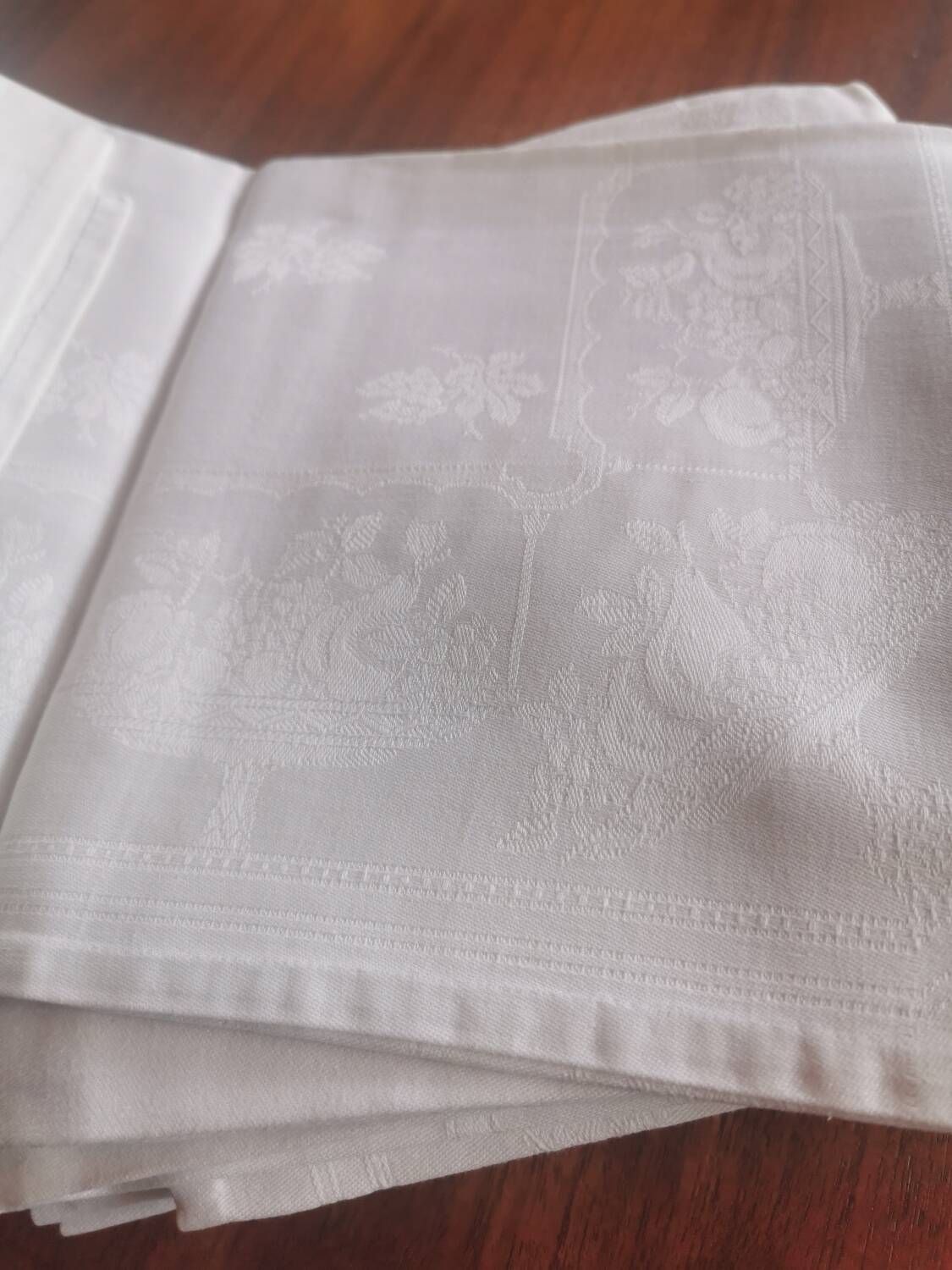 12 old damask linen towels monogrammed LD