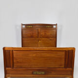 Art Nouveau bed by Mathieu Gallerey in mahogany, clematis model, circa 1920