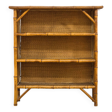 Bibliothèque ancienne en bambou et rotin – XIXᵉ siècle