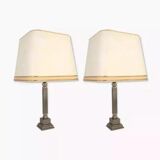 Paire de lampes en chrome et métal brossé