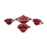 Tasses à thé, café et sucrier en porcelaine rouge et or