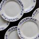 6 Vintage Dessert Plates – Oxford Earthenware – White & Blue