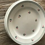 Lot de 6 assiettes blanche motif fleurs Porcelaine de Gien signées