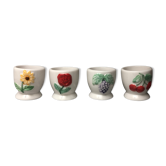 Ceramic shells with relief decoration of flowers (yellow and red) and fruits (cherries and grapes)