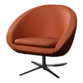 Vintage Mid-Century Scandinavian Modern Space Age Orange Swivel Armchair