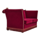 1970s, Danish drop arm "Spanish" sofa, original condition, cherry red furniture velour.