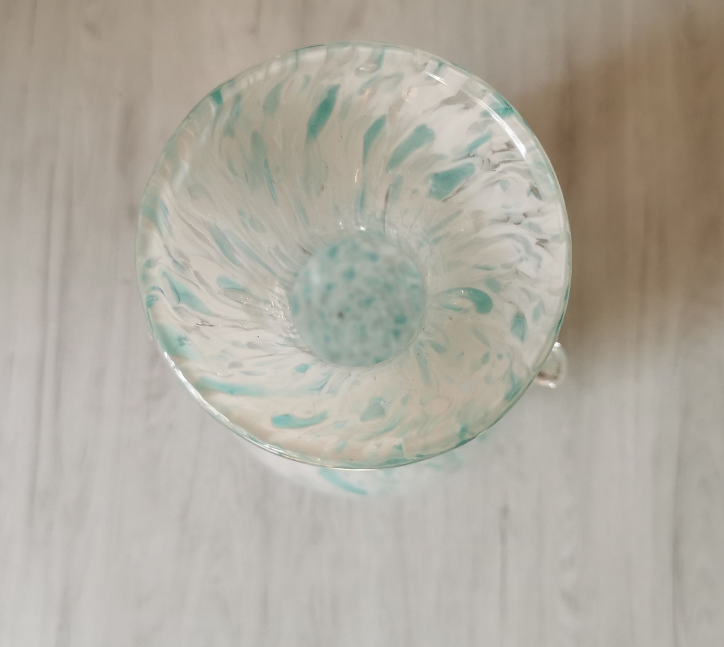 Blue speckled glass vase