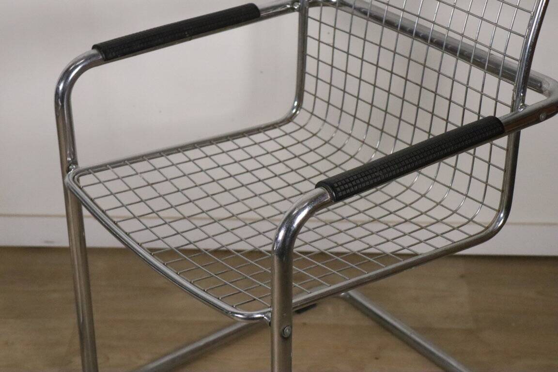 Pair of vintage chrome metal armchairs, 1970