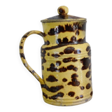 Grand pichet ancien en faïence française avec couvercle, provenant de Dieulefit