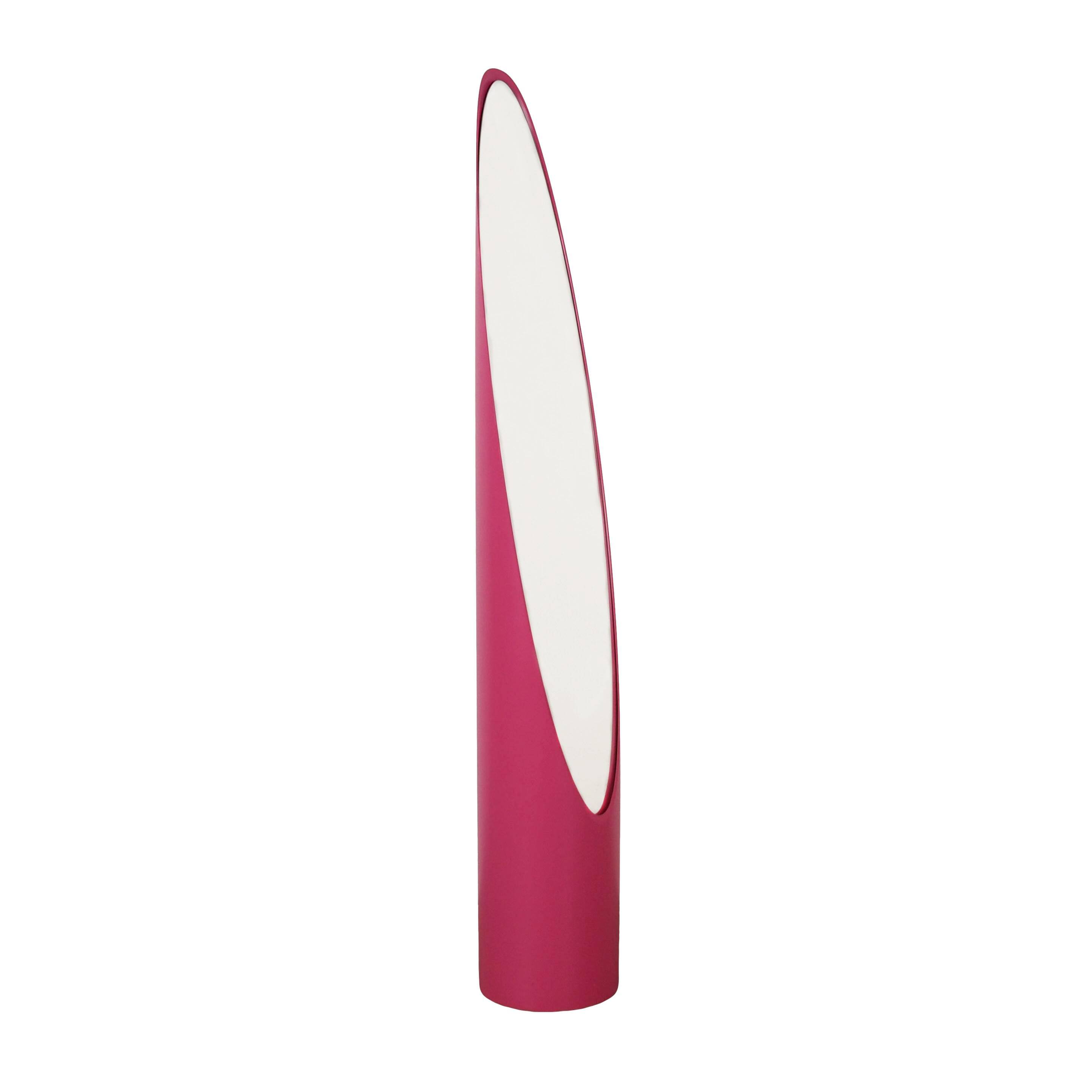 Lipstick mirror, pink, Italian design, 1970s, designer: Rodolfo Bonetto