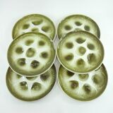 6 Orchies Moulin des Loups oyster plates from France - vintage 1970s