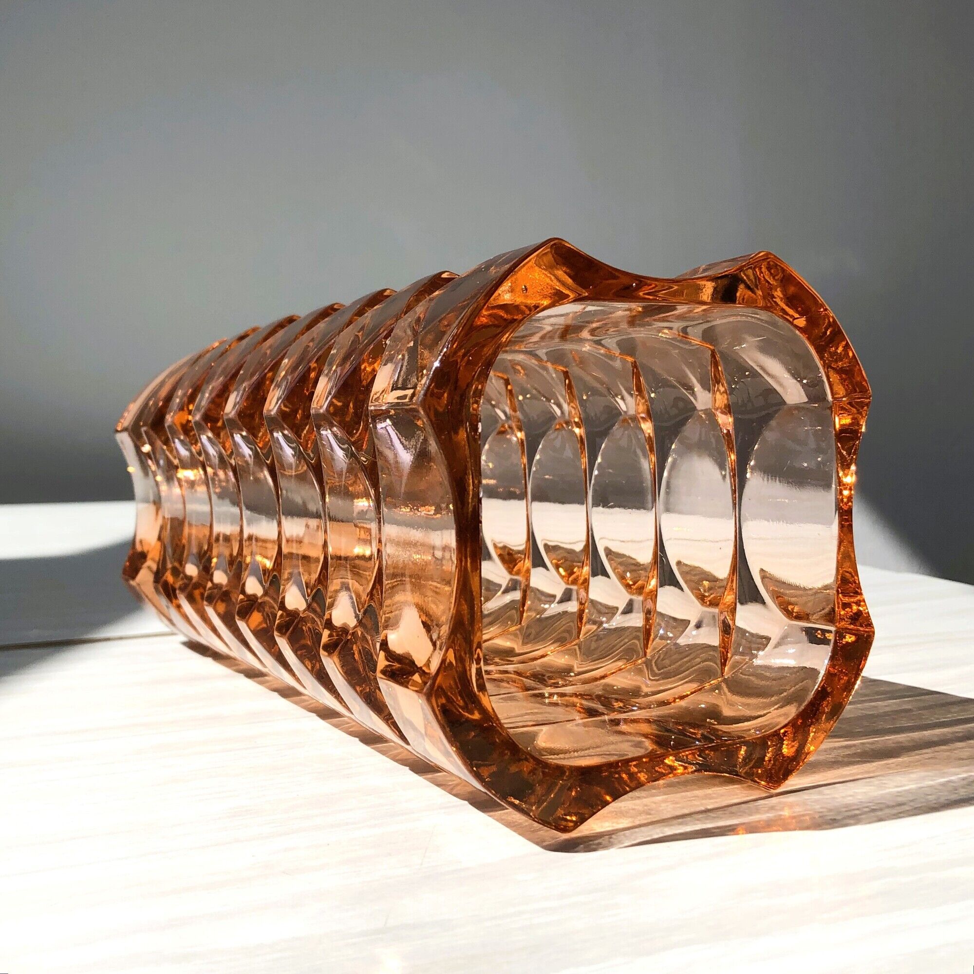 Thick glass vase pink color, Windsor Rosaline Luminarc model