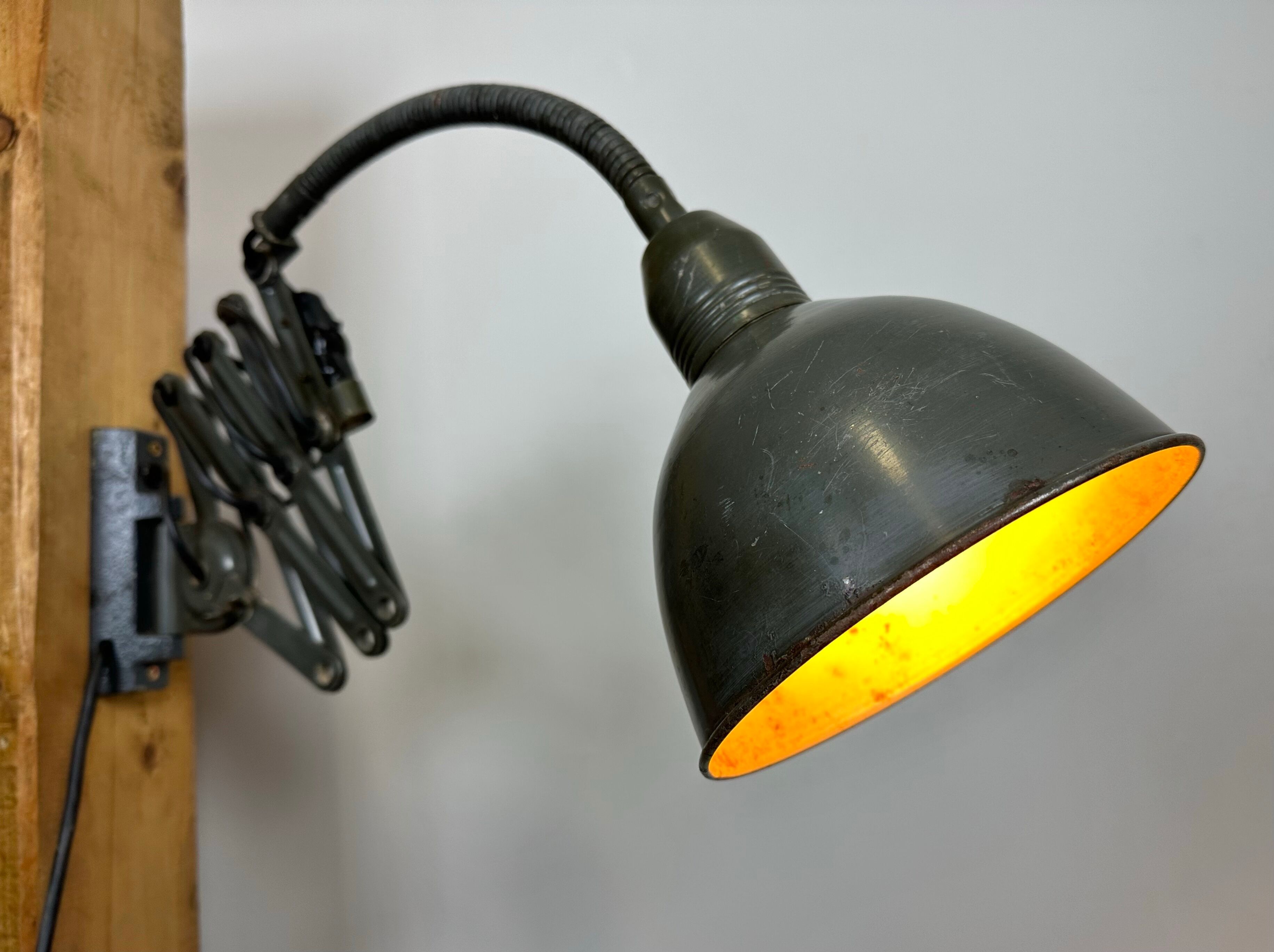 Grey Industrial Scissor Wall Lamp from Elektroinstala, 1960s