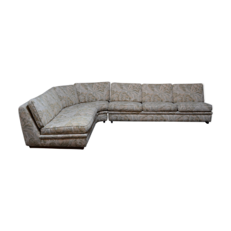 70's Swedish corner sofa with jungle design embroidery