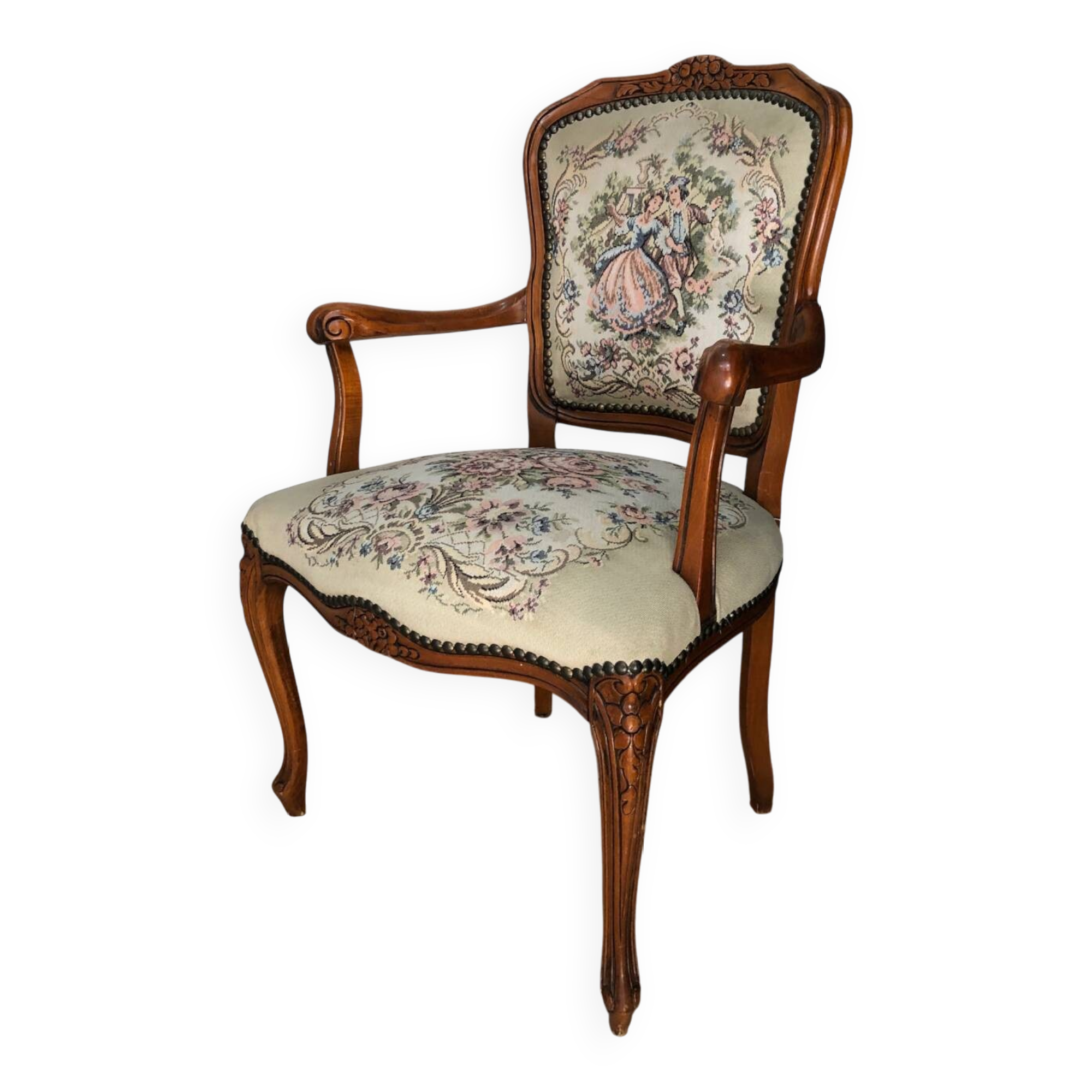 Antique cherry wood armchair