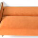 Vintage sofa, convertible couch, fully restored, 1960s, russet orange velvet
