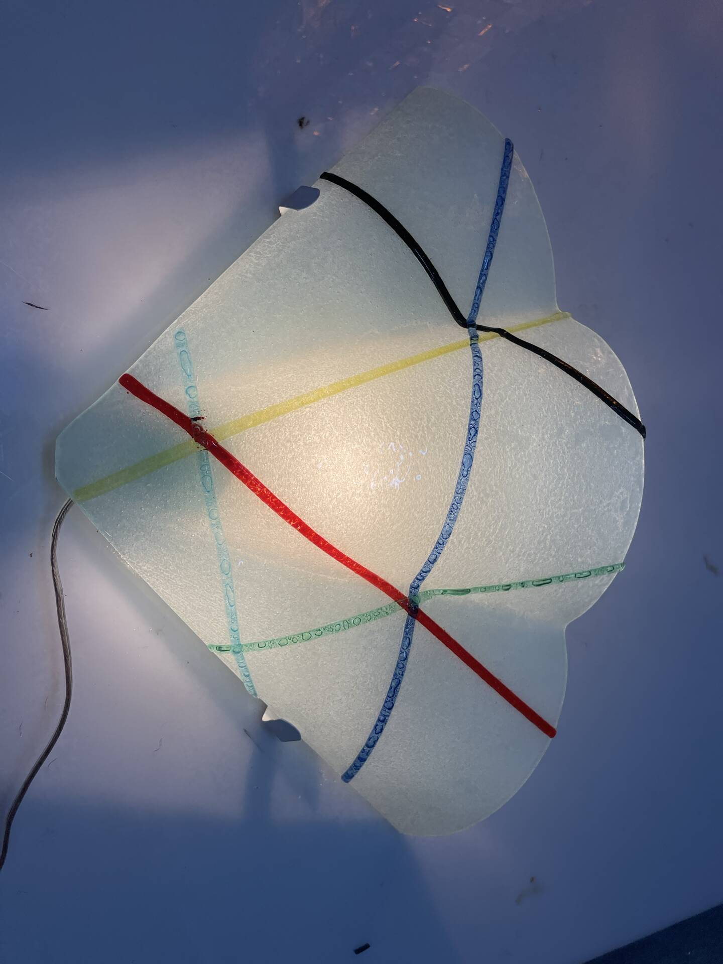 Set of Three Geometric Murano Glass Wall Sconces, Italy, 1980s