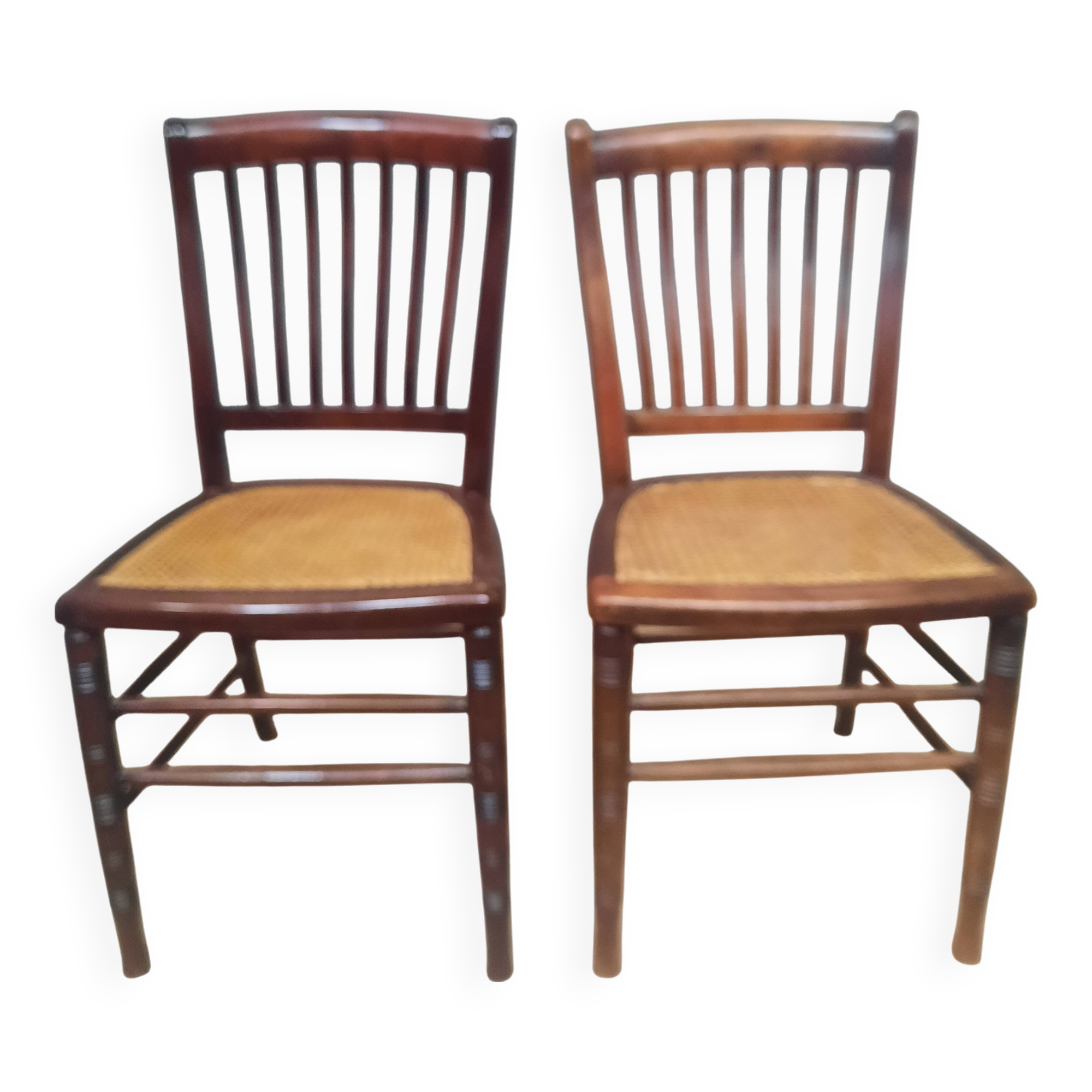 Pair of "1900" caned chairs