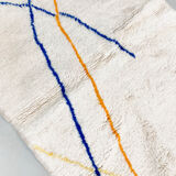 Moroccan Berber beni ouarain ecru rug with colored lines 145x98cm