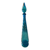 Vintage Empoli blue glass genie carafe