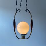 Old opaline pendant lamp 1950 vintage