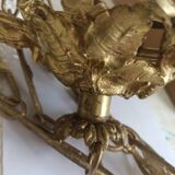 Art Deco suspension in glass paste and twisted brass chain signed Degué